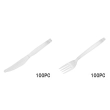 200/100 dele kraftigt engangsbestik i plastik – kompatibelt med catering, fester, bryllupper og hverdagsbrug