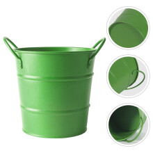 Green Iron Bucket with Ergonomic Handles for Snack and Ice Storage in Restaurants or Bars 10.5 Inches