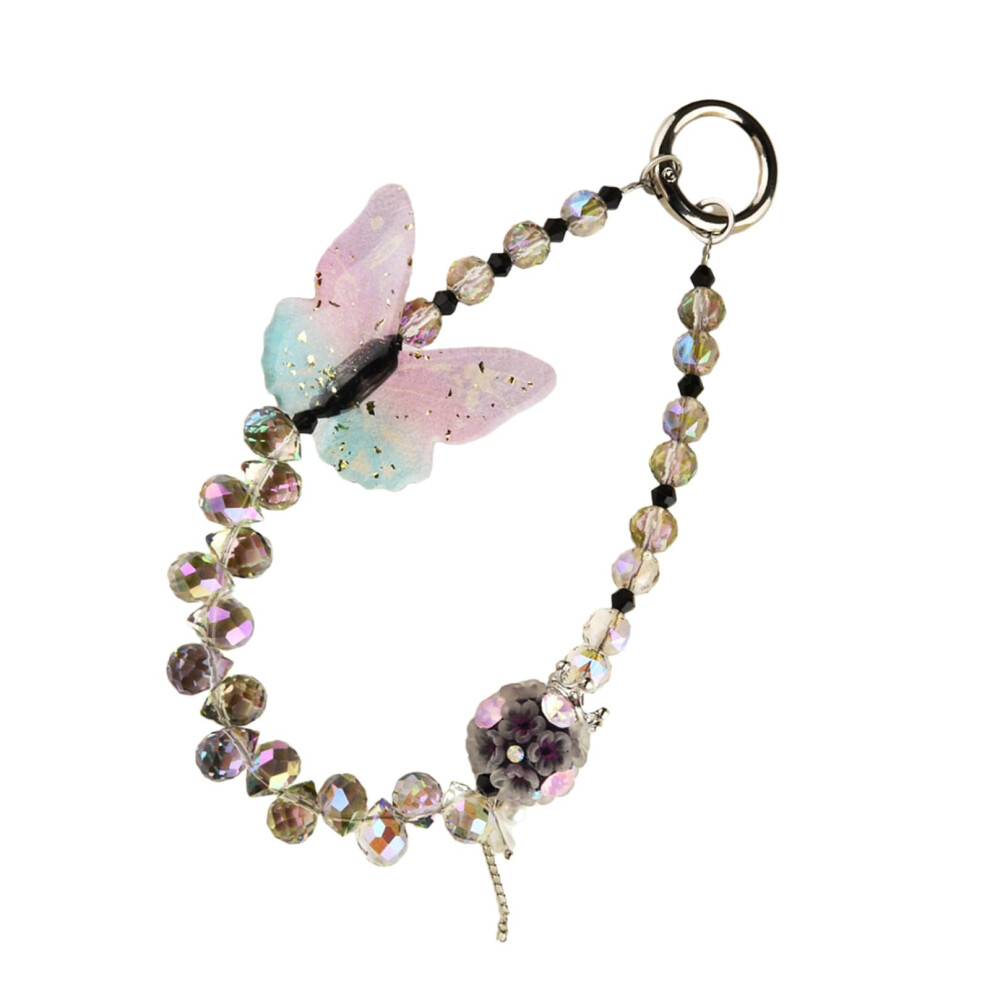Elegant Butterfly Phone Strap, Stylish Beaded Chain Lanyard For Iphone And Cute Phone Charm Pink 9771547558439