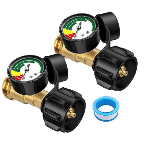 Set van 2 propaantankniveaumeters met drukindicator en gasmeter voor buitengebruik