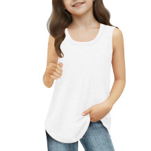 Girls Summer Tank Top Crew Neck Sleeveless Solid 3-13 Years