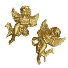 2Pcs Gold Winged Angel Statue Resin Wall Hanging Adornment For