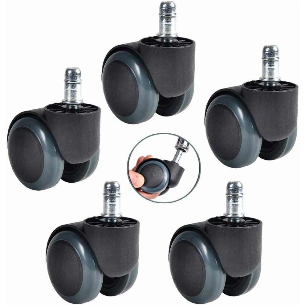 Gamvdout 2-Inch Plate Casters, 360 Swivel, Silent Wheels For Hardwood/Laminate Floors, Compatible With Office Chairs, 5Pcs 9365509241684