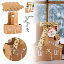 Christmas Gingerbread House Paper Cup Holder Gift Box – Festive Party Cup Display & Storage Container for Holiday Events