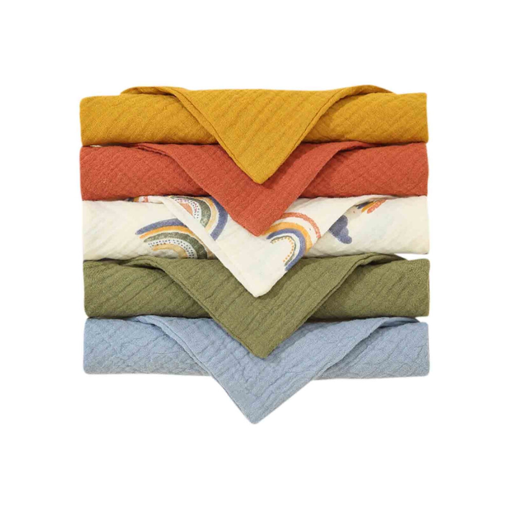 5-Pack Baby Muslin Burp Cloths 12x12", Hypoallergenic, Saliva-Soothing, Newborn Essentials – Compatible with All Baby Boys & Girls