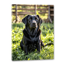 Black Labrador Retriever Canvas Wall Art, 12x16 Inch Framed Poster for Bedroom, Living Room, Office & More