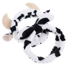 2Pcs Assorted Color Cow Pattern Bow Headbands Plush Cloth Face Wash Headbands for Spa