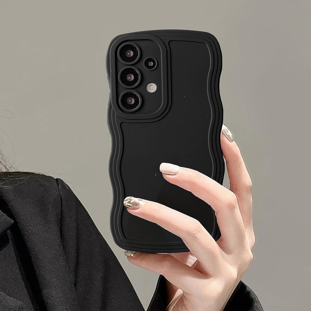 Wave Frame Case For Samsung Galaxy A52 4G/5G & A52s 5G Â Slim, Soft Tpu Bumper Cover, Anti-Scratch, Curly Wavy Design Â Black 9479868127807