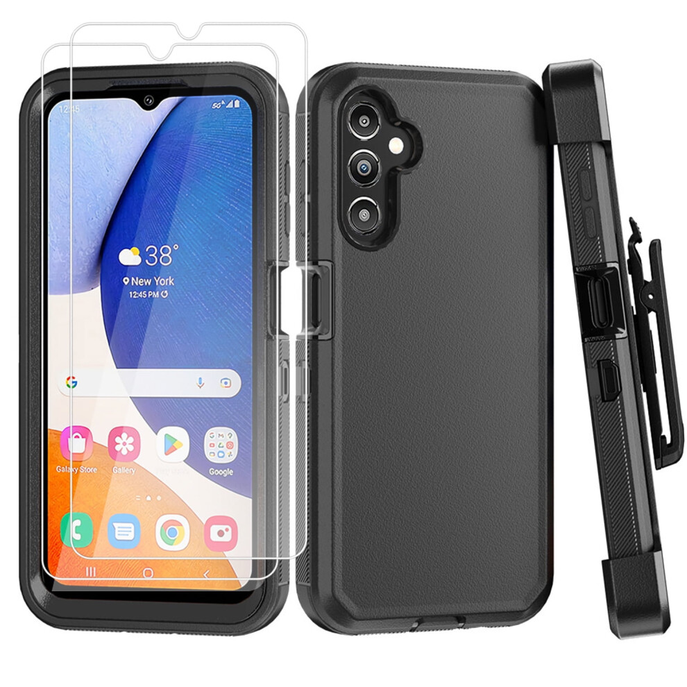 Aggxpf Galaxy A54 Phone Case With Screen Protector 2 Pack, Phone Case With Belt-Clip Holster, Military Grade Full Body Protection Case, Black 9365509242346