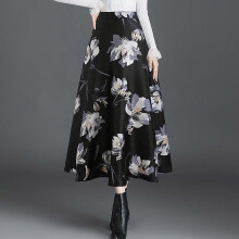 Elegante gonna lunga svasata a vita alta con stampa floreale in stile boho da donna, taglia 2XL.