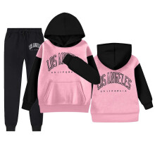 Girls 2 Piece Outfits Sweatsuits Letter Printed Pocket Long Sleeve Hoodies Ankle-Tied Pants Tracksuits Set Autumn Winter Comfort Outfit