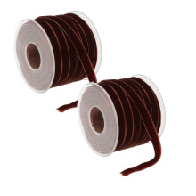 2pcs 20yd Brown Velvet Ribbon 3/8", Vintage Thin Ribbon for Choker, Bouquet, Gift Wrapping, Hair Bows, Christmas Decor – Compatible with Craft