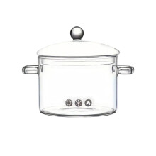 Olla de vidrio transparente con tapa, apta para estufa, 1 unidad.