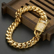 Brățară bărbătească Miami Cuban Link, oțel inoxidabil placat cu aur de 18k