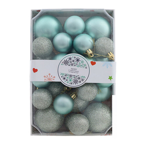 Blue Gray Christmas Ornaments Set, Shatterproof Baubles