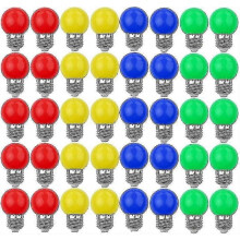 Lot de 40 ampoules LED colorées E27 décoratives et design, 240 lumens, 220-240 V CA, couleurs assorties : rouge, jaune, bleu, vert.
