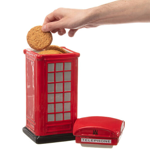 Red Telephone Box Ceramic Biscuit Jar 2