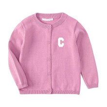 Piger cardigan med lange ærmer og knapper til piger, cardigans med rund hals, lyserød, 6 år