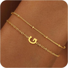 Gold Initial Bracelet for Women Trendy Jewelry - 18K Gold Plated Layered Letter Bracelet Dainty Gold Initial Charm Bracelet for Women Jewelry Gifts