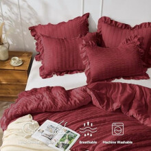 Twin Burgundy Seersucker Comforter Set 2-Pc