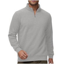 Herre Crewneck Herre Pullover med Kvart Lynlås, Termofodret, Afslappet Langærmet, Løstsiddende Top til Efterår/Vinter, Komfortabel
