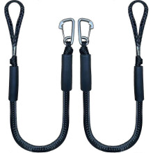 Bungee mooring rope for boat, 4 ft dock line with hook 2 pack black