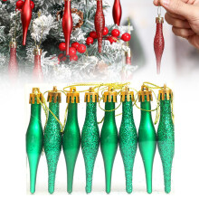 Glitter Finial Christmas Ornaments, Retro Plastic Hanging Baubles for Xmas Tree – Sparkling Vintage Holiday Decor