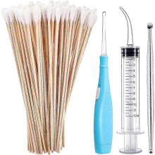 Tonsil Stone Removal Set Includes 1 Stainless Steel Tonsil Stone Removal Tool, 1 Tonsil Stone Remover with LED Light, 100 Long Swabs and 1 Curved Irr