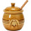 Tarro de miel de gres repujado de Creative Co-Op Farmhouse con cucharón de madera, blanco 1