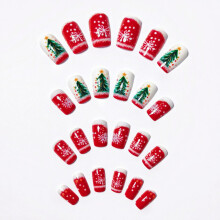 Manicure Tools & Wearable Christmas False Nails Kit for Beginners – Compatible with Standard Nail Systems