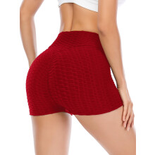 DODOING Yoga Hot Shorts voor Dames, Buikcontrole Workout Shorts, Billenliftend, Gerimpeld, Sportkleding, Zwart