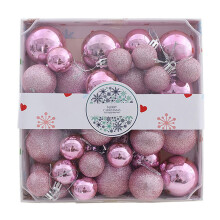 Pink Christmas Ornament Set, Shatterproof Baubles for Christmas Tree Decor, Sweet Holiday Home Decoration