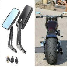 Specchietti retrovisori per moto compatibili con Harley Breakout - Rettangolari neri 8mm 10mm