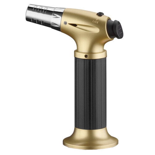 Refillable Butane Torch Lighter - Safe Lock Kitchen Cooking Lighter with Adjustable Flame, Powerful Blue Flame Ideal for Culinary Use.