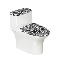 Zebra Stripes Adjustable Polyester Fabric Toilet Lid Covers Set, Dustproof Stretch Fit Toilet Seat Cover for Bathroom Supplies
