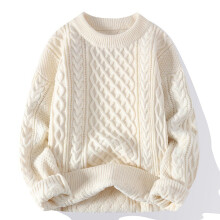 Herren-Langarmpullover, Zopfmuster, Grobstrick, klassischer Freizeitpullover mit Rundhalsausschnitt und Rippstrickbündchen