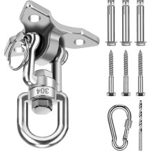 Deckenhaken für Hängesessel, 360 drehbar, Edelstahl-Außenhalterung bis 500 kg, geeignet für Hängesessel, Hängematten, Yoga- und Boxsäcke.