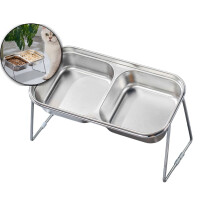 Elevated Stainless Steel Cat Bowls, Tilted Raised Cat Food Bowl with Stainless Steel Stand and 4 Anti Slip Feet, Suitable for Cats and Little Dogs