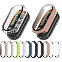 Husă rigidă XiHAMA + sticlă securizată compatibilă cu Xiaomi Smart Band8/9/10 și modelele NFC, husă ultra-subțire din PC, completă