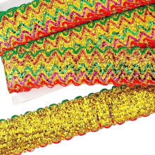 14.2 Yds Metallic Braid Trim, 50mm Gold Sequin Wave Lace Ribbon – Red/Green/Pink, DIY Craft & Holiday Decoration