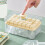 Ice Cube Tray Set with Lid and Bin - Includes 28 Square Ice Cube Molds, Ice Scoop, Easy Release, Space-Saving Ice Cube Storage Container 1