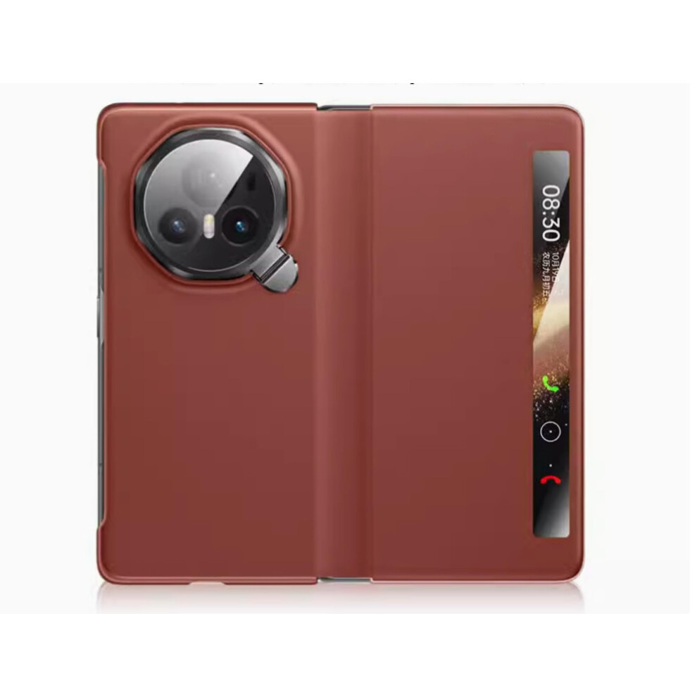Case For Honor Magic V3, Ultra Thin Leather Flip Cover With Smart Window, 360 Full Protection Brown 9771547558033