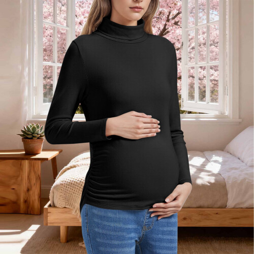 Umstandsoberteil aus Samtfleece für Damen, einfarbig, langärmelig