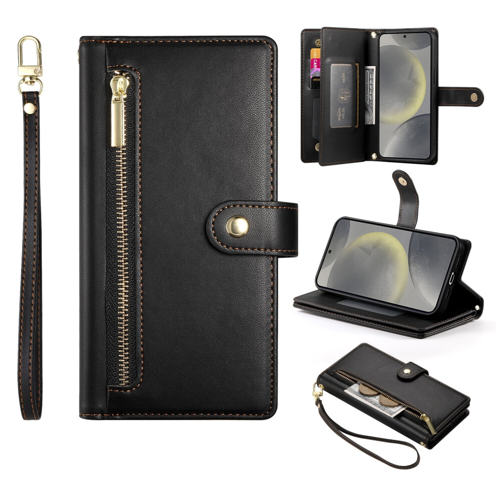 Allytechgroup Wallet Case Compatible With Samsung Galaxy S21 Ultra Â 9-Card Holder, Zipper Pocket, Wrist Strap, Shockproof Flip Cover With Rfid 9479868128583