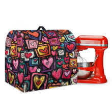 Låg til køkkenrøremaskine – hjerteformet doodleprint, vandtæt og nem at rengøre, kompatibel med 6-8 liter røremaskiner