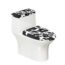 Cow Print Toilet Lid Cover Set, Dustproof Elastic Fabric Bathroom Seat Covers, 17"x21"