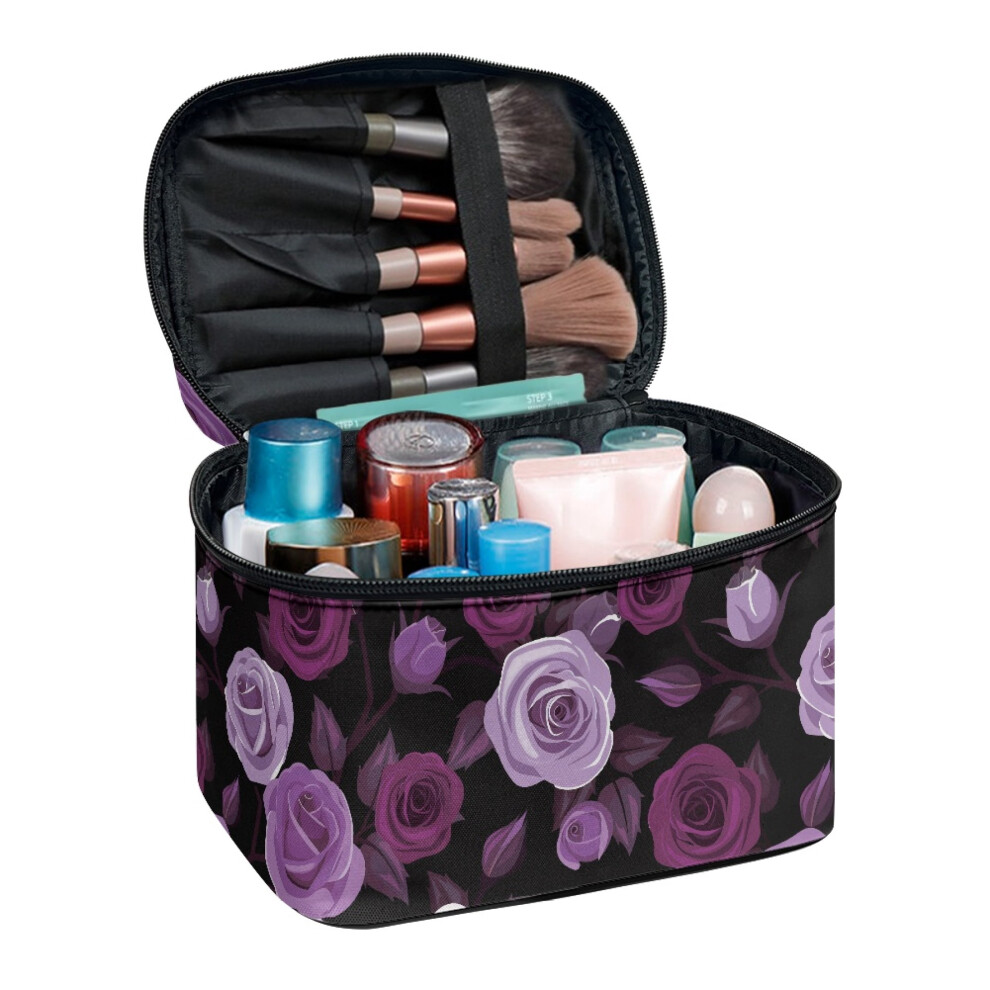 Makeup Bag Organizer for Women & Men Travel Cosmetic Organizer With Brush Storage Effortless Organization Portable Traveling Roses