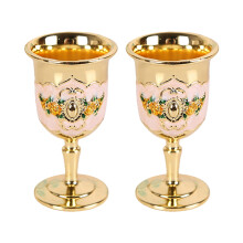 2Pcs Chalice Goblet Metal Shot Glasses Engraving Rose Flower-3
