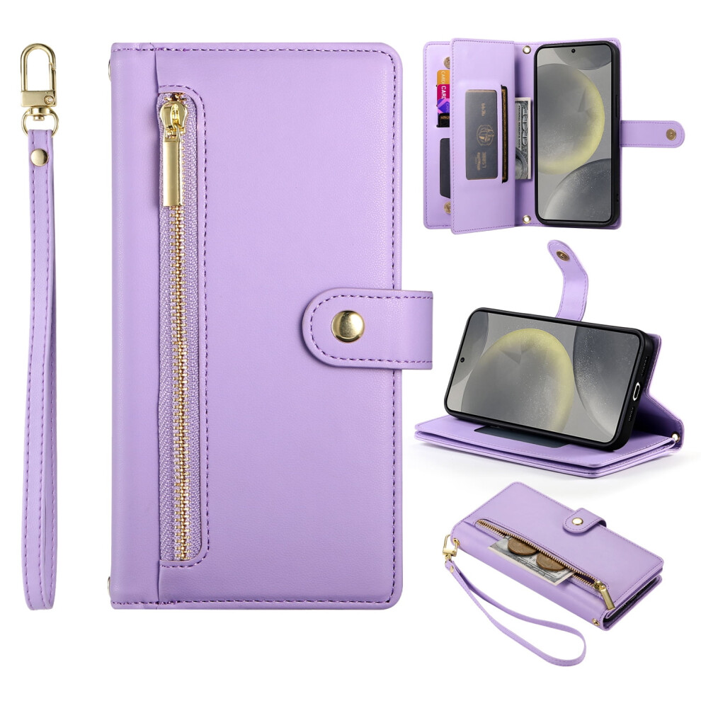 Allytechgroup Wallet Case Compatible With Samsung Galaxy S21 Ultra Â 9-Card Holder, Zipper Pocket, Wrist Strap, Shockproof Flip Cover With Rfid 9479868130173