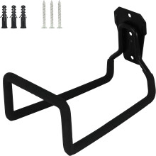 Heavy Duty Metal Hose Hanger Wall Mount for Garden, Expandable, Water, Pocket, Flexible & Magic Hoses (Black)